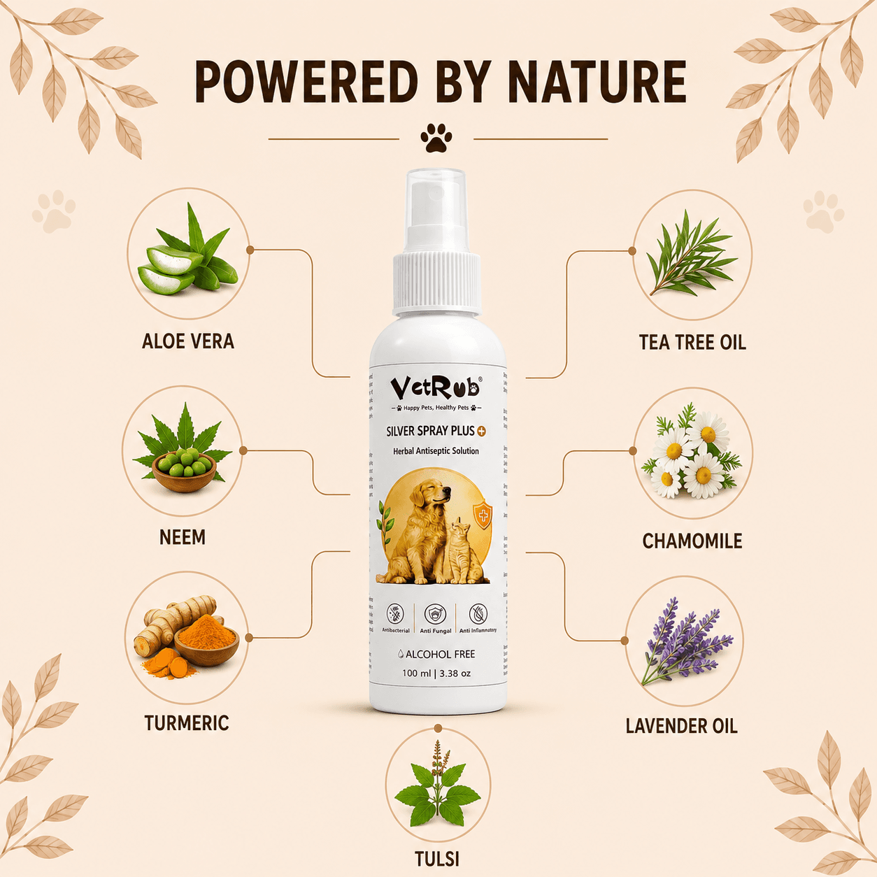 VetRub Pet Coat Oil 50ml & Silver Spray Plus 100ml for Dogs & Cats 3